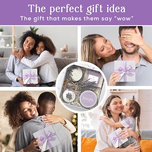Lavender Spa Gift Basket for Women Elegant Self Care Kit