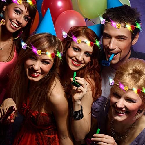 PTHTECHUS LED Flower Headband Crown 12 Pack