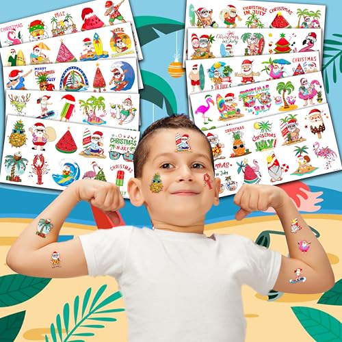 100PCS Hawaiian Christmas Temporary Tattoos for Boys Girls Kids