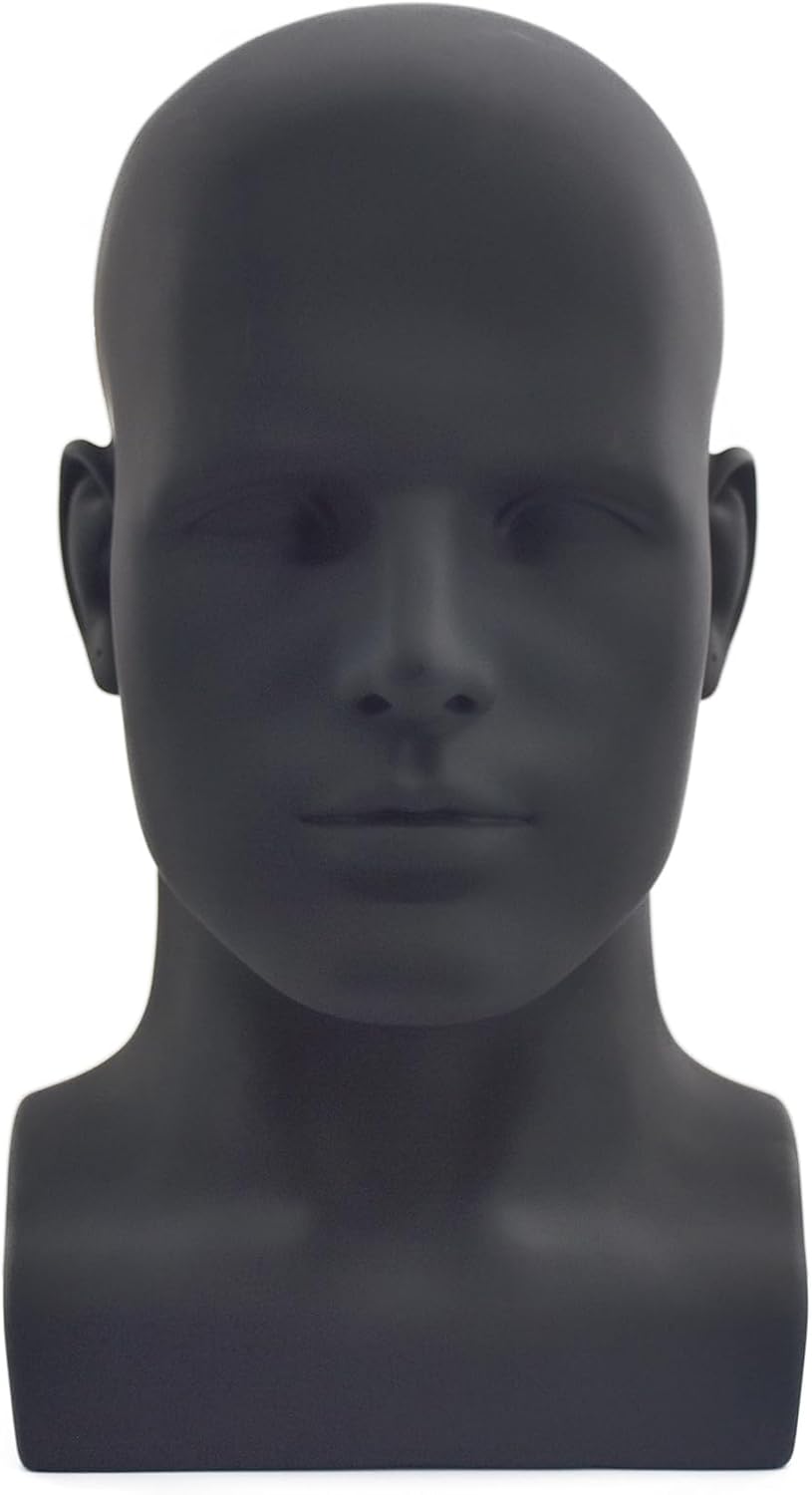 PVC Mannequin Head Black Male Display Dummy Stand 1