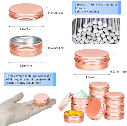MotBach 24 Pack 05 Ounce Aluminum Tin Jars with Lids