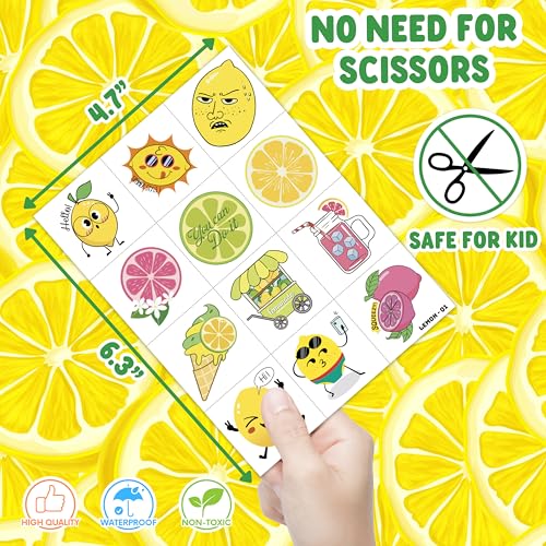 96 PCS Lemon Temporary Tattoos for Kids
