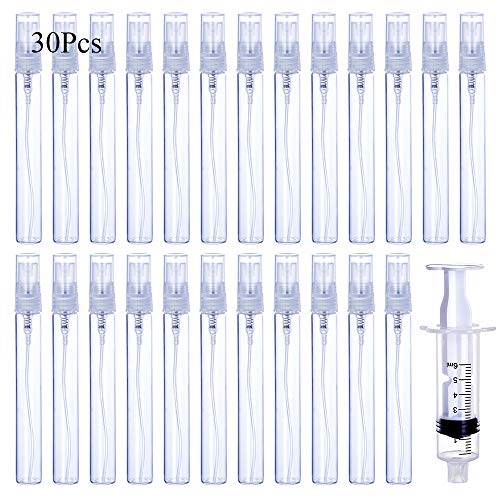 30Pcs 10ml Clear Glass Refillable Spray Bottles