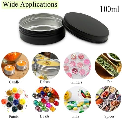 6 Pack 100ml Aluminum Tin Jars with Screw Cap