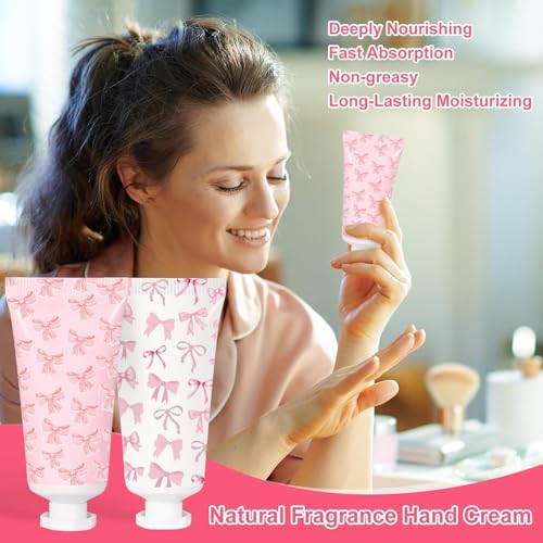 50 Pcs Pink Bow Hand Cream Gifts for Weddings and Parties