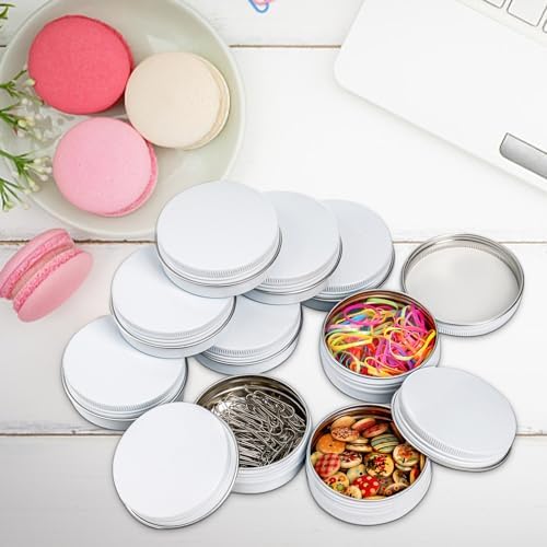 Foraineam 48-Pack 2 oz White Lip Balm Tins with Screw Lid