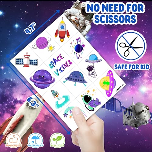96PCS Galaxy Themed Temporary Tattoos for Kids - Space Party Supplies