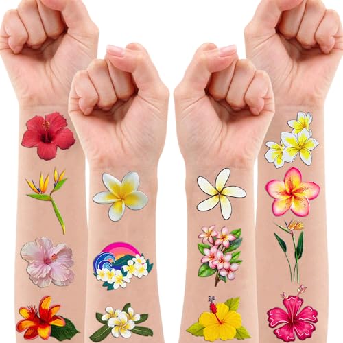 Tropical Flower Hawaiian Temporary Tattoos 96 PCS