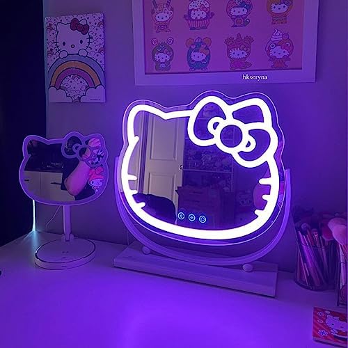 Hello Kitty Kawaii Desk Mirror with LED Lights and Touch Sensor