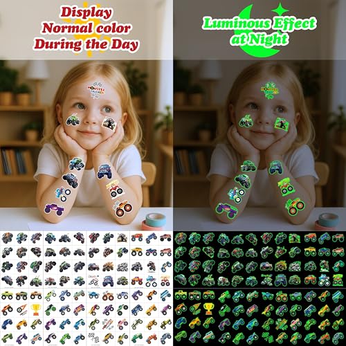 96PCS Monster Truck Temporary Tattoos for Kids