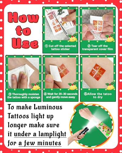 260 Styles Luminous Christmas Temporary Tattoos for Kids