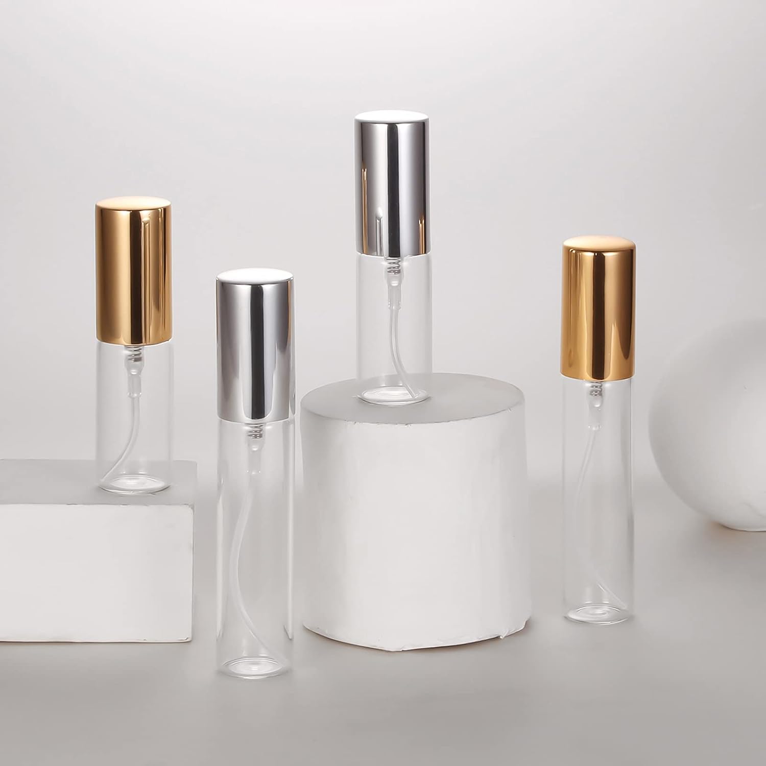 20 Pack 10ML Refillable Spray Bottle Set With Gold Caps