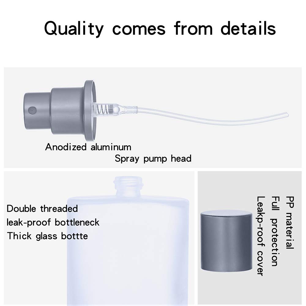 2 Pack 50ml Frosted Glass Spray Bottles Refillable Perfume Atomizers