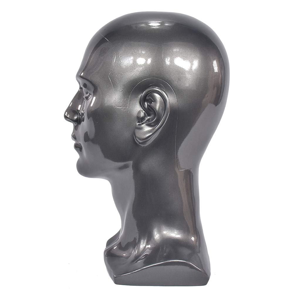 FLWAI Male Mannequin Head with Mount Hole Bright Grey