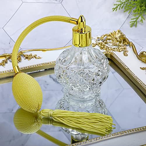 HD Charming Clear Checked Carved Glass Perfume Bottle with Spray Atomizer