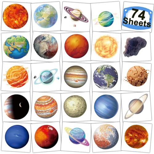 Planets Temporary Tattoos for Kids Party Supplies - 74 Styles