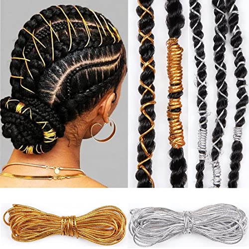 Gold Sliver Dreadlock Braids Hair Accessories 2 Pieces