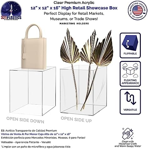 Acrylic Display Riser Box 12x12x16 Clear Tower Pedestal