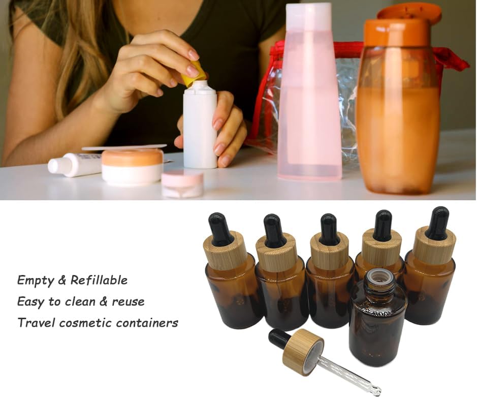 Brown Glass Dropper Bottles 30ml 6 Pack