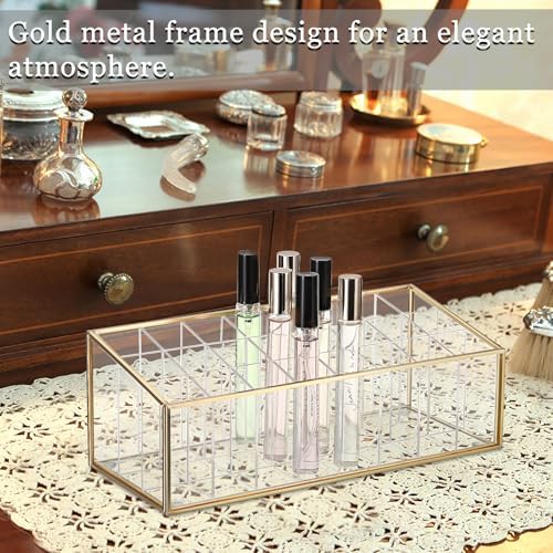 ELLDOO Rollerball Perfume Organizer 24 Acrylic Storage Case