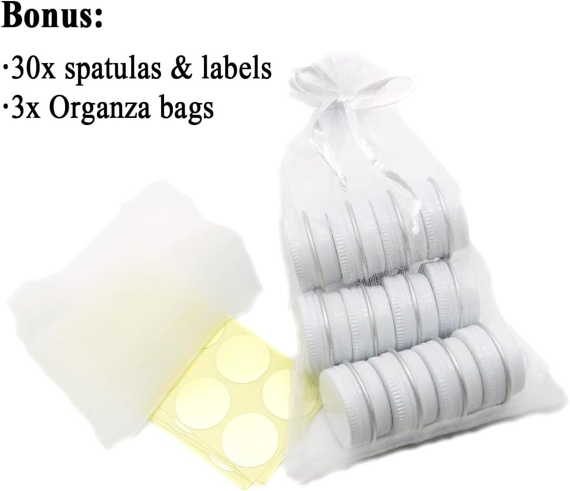 30 Pack 5 ml White Lip Balm Tins with Screw Lid