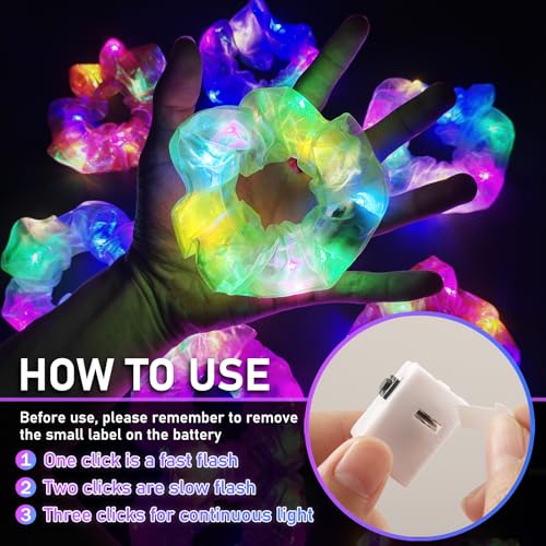 Asawira 8 Pcs Light Up Mermaid Scrunchies for Girls and Women