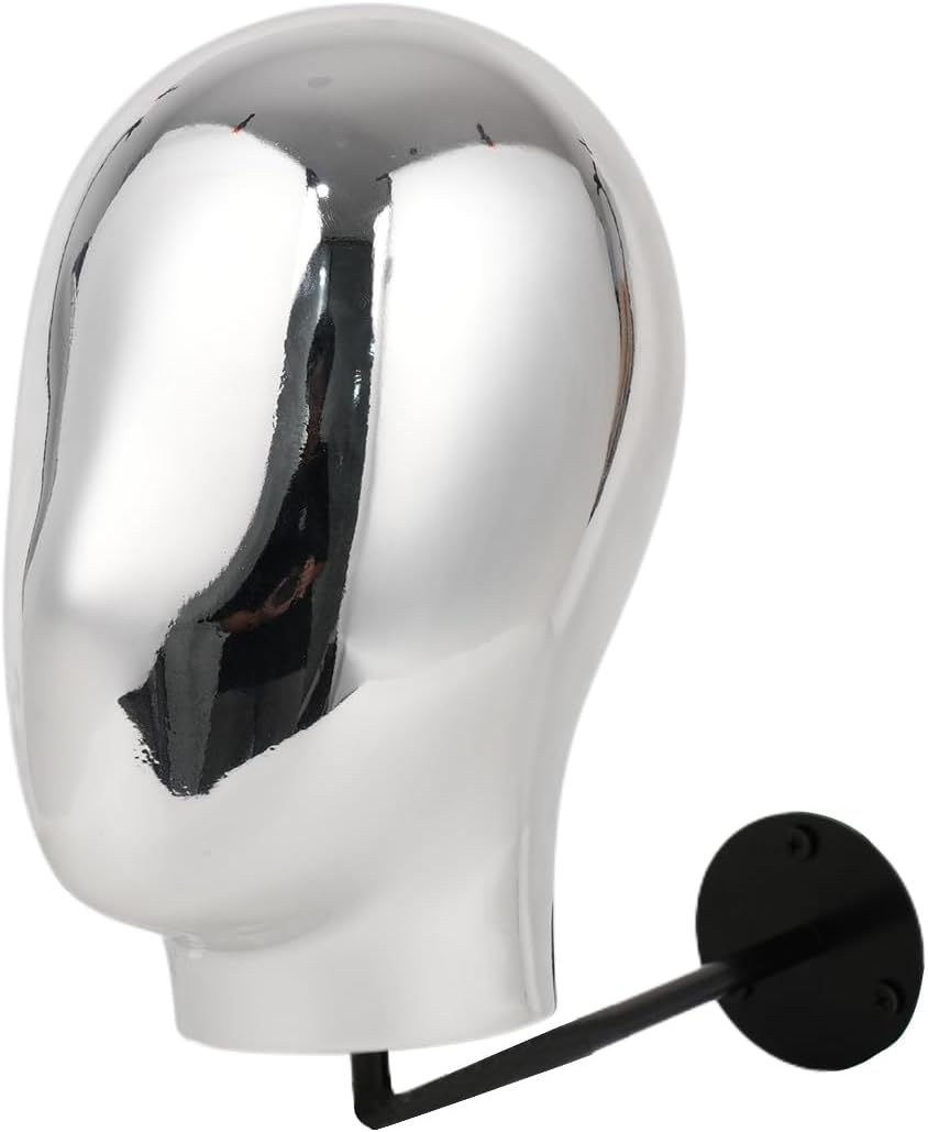 Silver Wall Mounted Mannequin Head for Wig and Hat Display 1