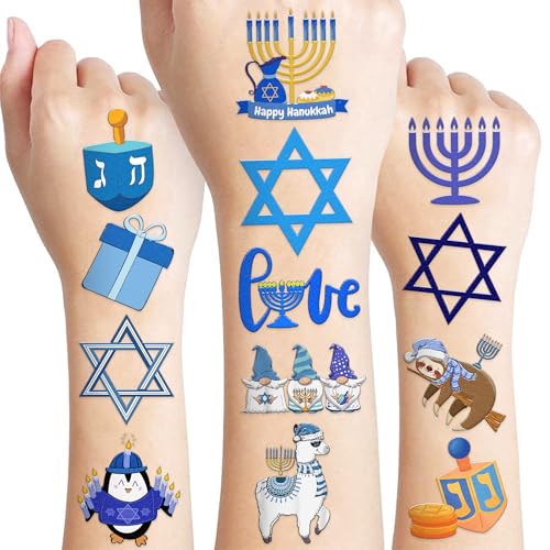 100 PCS Happy Hanukkah Temporary Tattoos Sticker