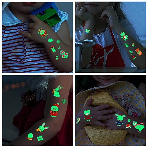 Luminous Christmas Temporary Tattoos for Kids 120 Piece Set