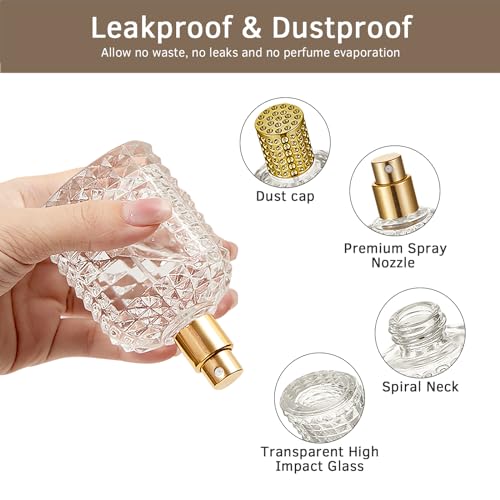 2 Pack 50ml Refillable Spray Perfume Bottles Clear Atomizer with Gold Silver Finish