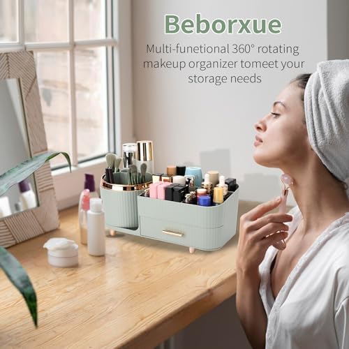 Molutsody Makeup Organizer with Drawers Green