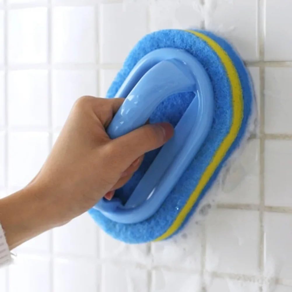 Multi-Purpose Cleaning Brush with Handle and Thickened Scrub Sponge