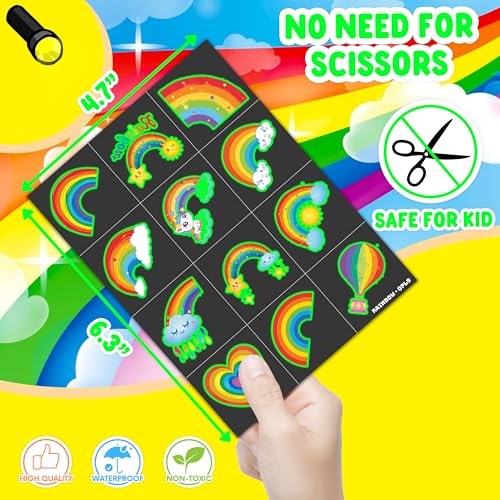 96 PCS Rainbow Pastel Temporary Tattoos for Kids 1