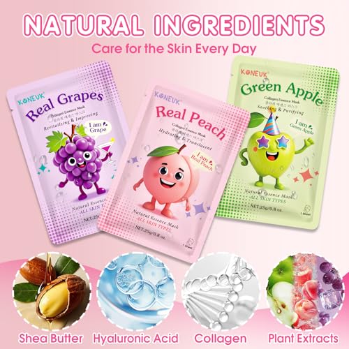 14 Pack Fruit Face Masks Skincare Set for All Ages