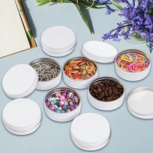 Foraineam 48-Pack 2 oz White Lip Balm Tins with Screw Lid
