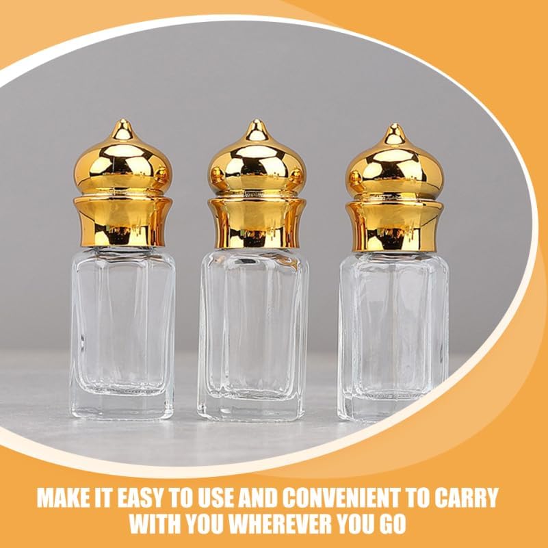 Mini Arabic Crystal Glass Roller Bottles 6ml Gold Refillable