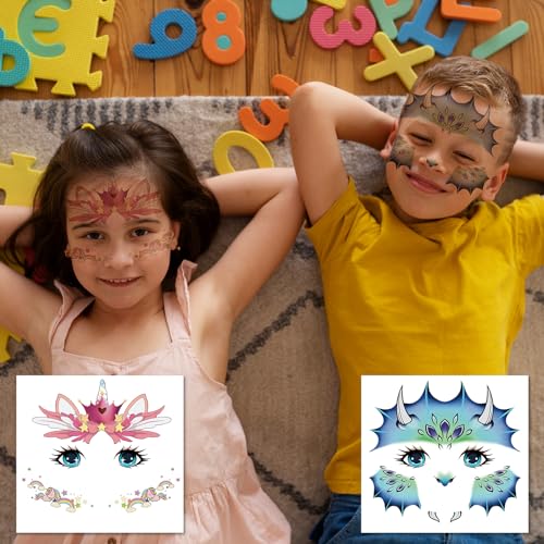 Partywind 24 Styles Face Temporary Tattoos for Kids