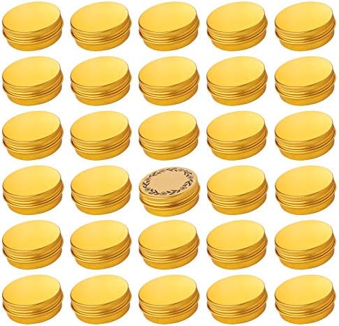 1 oz 30ml Gold Aluminum Tin Jar with Screw Lid Pack of 32