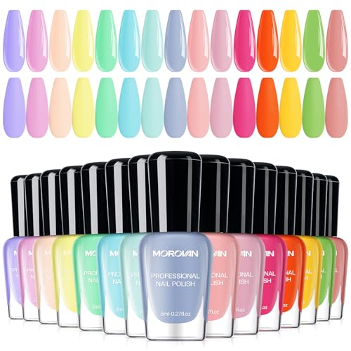 Morovan Neon Pastel Rainbow Nail Polish Set for Women