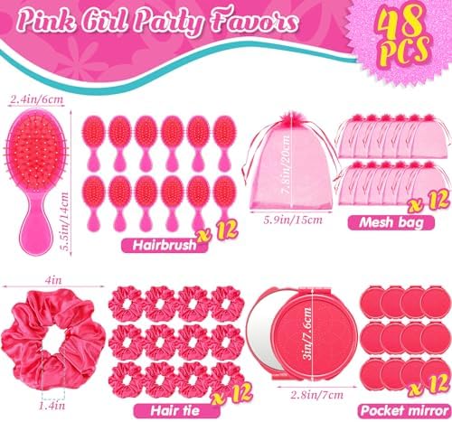 12 Set Pink Party Favors Hair Accessories Set