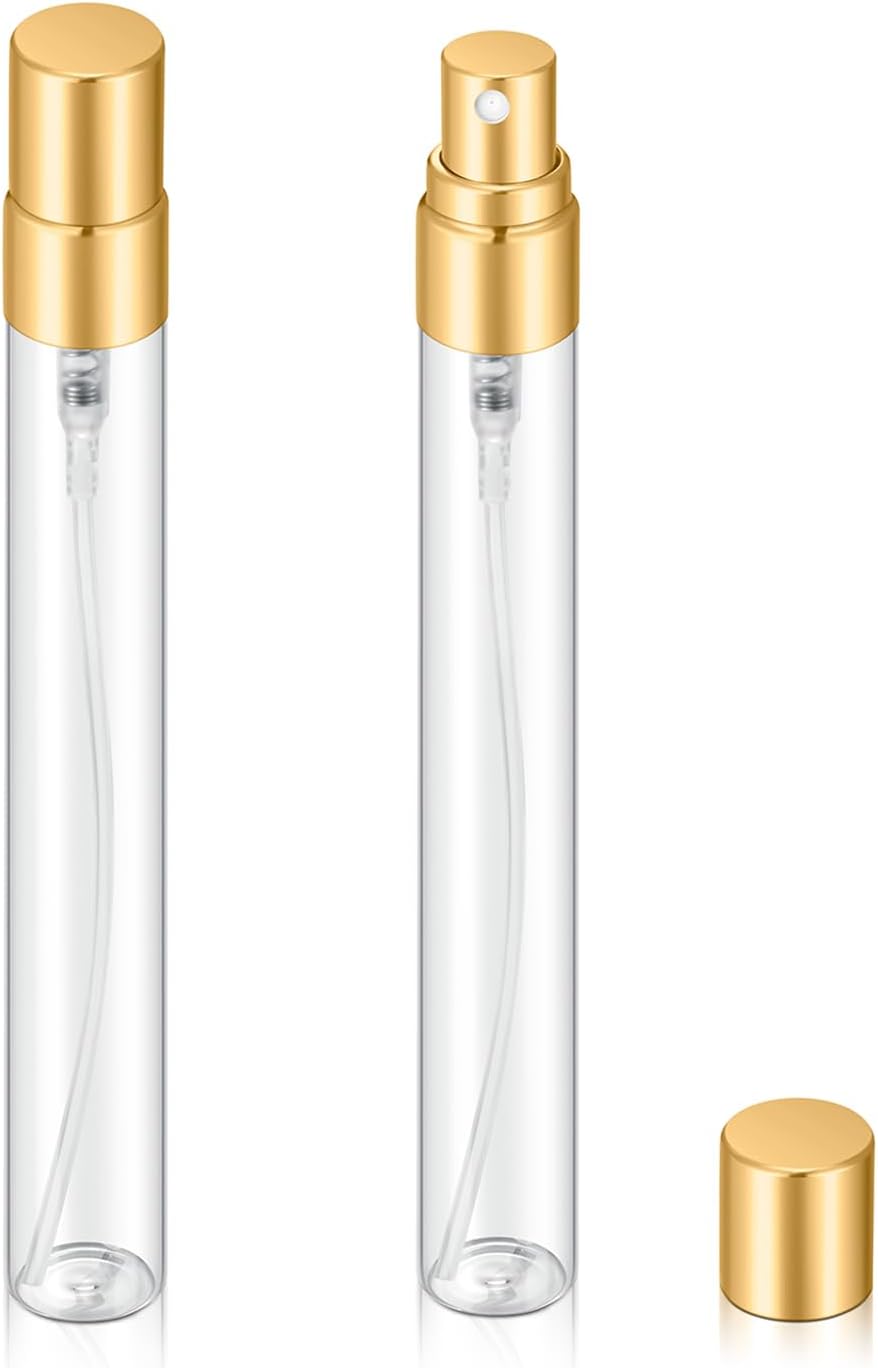 20Pcs 10ml Clear Glass Mist Spray Bottles with Golden Nozzle