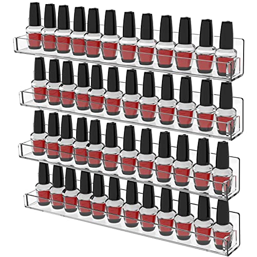 4 Pack Clear Acrylic Nail Polish Wall Shelves