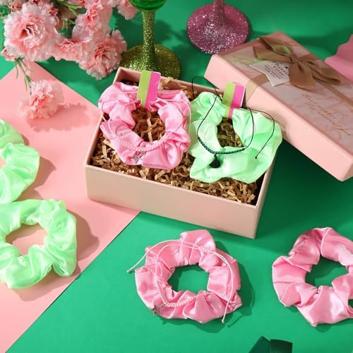 Witch Party Gift Set 10 pcs Pink Green Hair Scrunchies and Star Bracelets