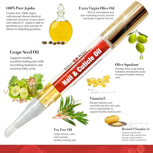 Bliss Kiss Nail Oil Cuticle Pen with Vitamin E and Jojoba