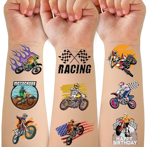 CAVALATAT Dirt Bike Temporary Tattoos for Kids 50PCS