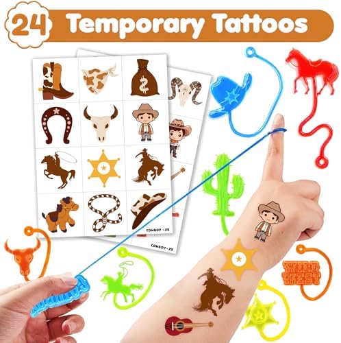48PCS Cowboy Party Favors - Stick Hands Tattoos