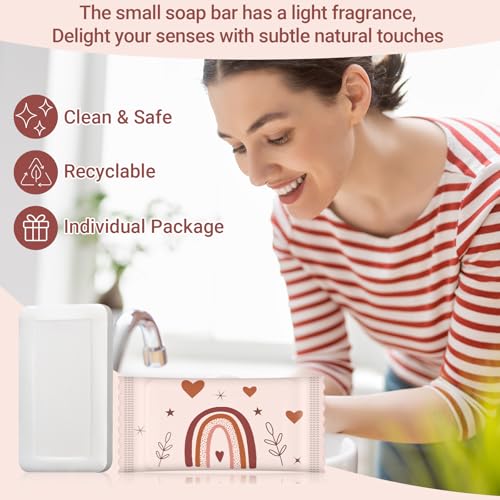 Kacctyen 200 Pcs Mini Hotel Soap Bars Rainbow Travel Size