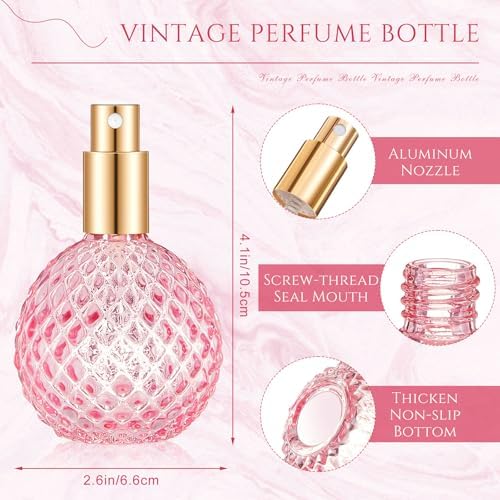 4 Pack 100ml Pink Glass Perfume Bottles Retro Design