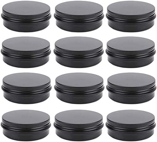 12 Pack 2 Oz Black Aluminum Jar with Screw Lid