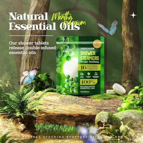 POPCHOSE 16 Pack Eucalyptus Shower Steamers for Relaxation and Natural Relief